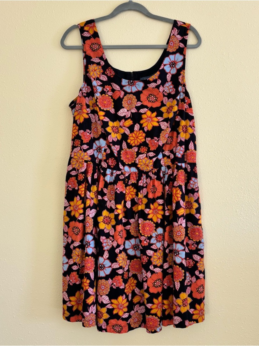 ModCloth Black Dress with Orange Floral Pattern